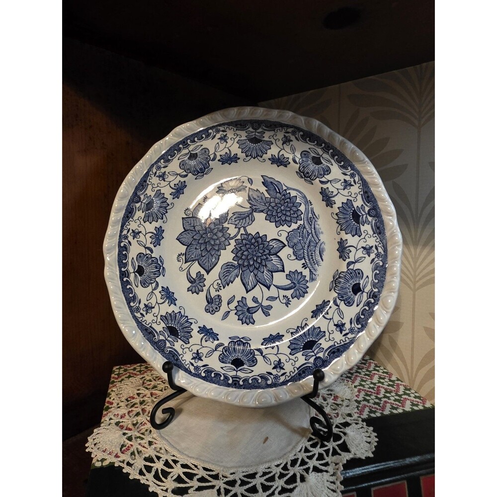 Vintage Adams Wedgwood Blue Butterfly Ironstone Salad Plate 7"